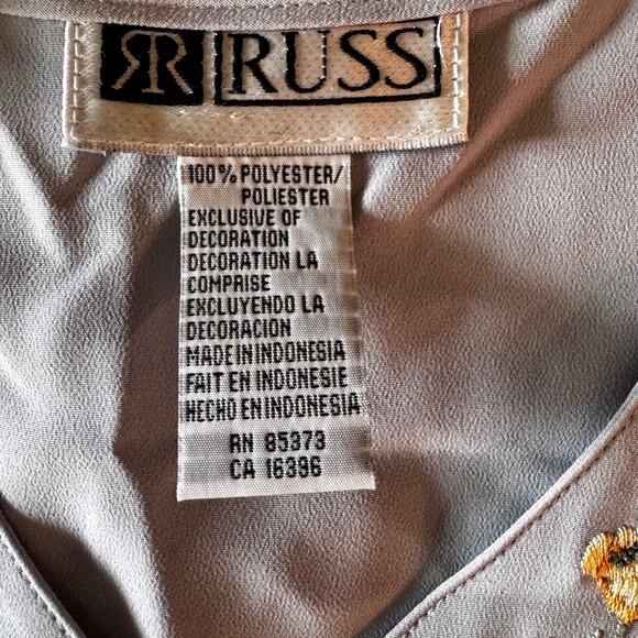 Vintage RR Russ Light Blue Embroidered Blouse - Size 18 - Picture 3 of 6